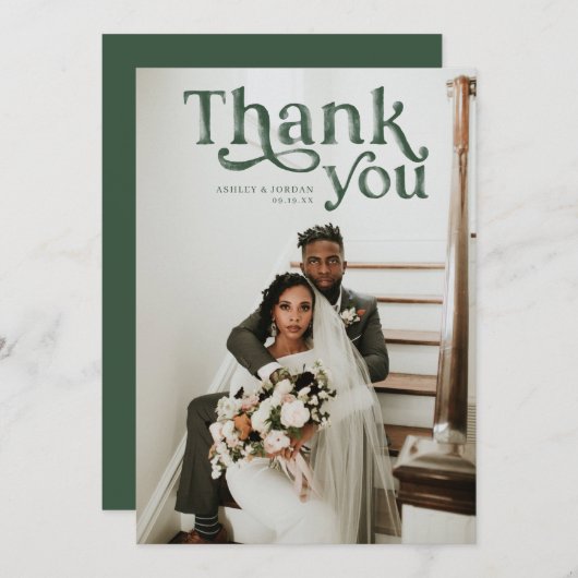 Einfach modern Boho | Foto Wedding Vielen Dank Dankeskarte (Vorne/Hinten)