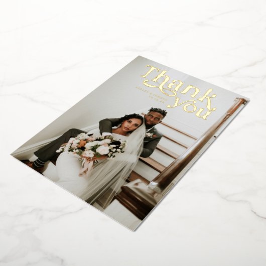 Einfach modern Boho | Foto Wedding Vielen Dank Folieneinladung (Gedreht)