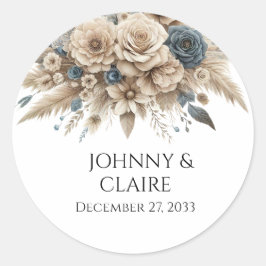 Einfach Modern Elegant Pampasgras Minimalistisch Runder Aufkleber