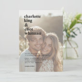 Einfach, modern, Foto, Hochzeit, Einladung (Stehend Vorderseite)