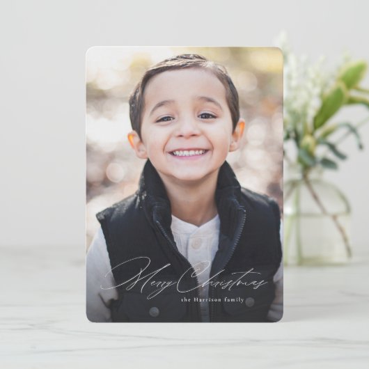 Einfach modern froh Weihnachten ein Foto stilvoll (Stehend Vorderseite)