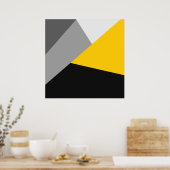 Einfach, modern, grau, gelb und schwarz poster (Küche)