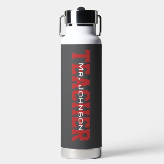 Einfach Modern Grauer Lehrer Trinkflasche (Vorderseite)
