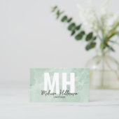 Einfach Modern Hellgrün Monogramm Visitenkarte (Stehend Vorderseite)