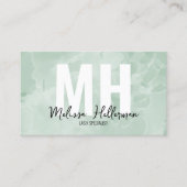 Einfach Modern Hellgrün Monogramm Visitenkarte (Vorderseite)