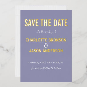 Einfach Modern Lavendel Save The Date Gold Folieneinladung