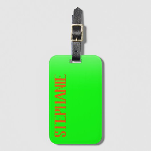 Einfach & modern Lime Green & Orange - Personalisi Gepäckanhänger (Vorderseite Vertikal)