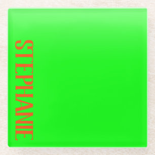 Einfach & modern Lime Green & Orange - Personalisi Glasuntersetzer