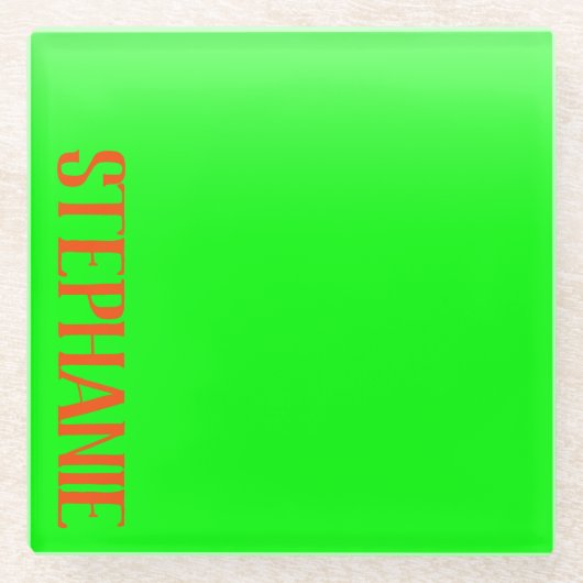 Einfach & modern Lime Green & Orange - Personalisi Glasuntersetzer (Vorderseite)