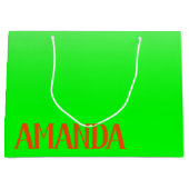 Einfach & modern Lime Green & Orange - Personalisi Große Geschenktüte (Vorderseite)