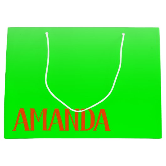 Einfach & modern Lime Green & Orange - Personalisi Große Geschenktüte (Vorderseite)