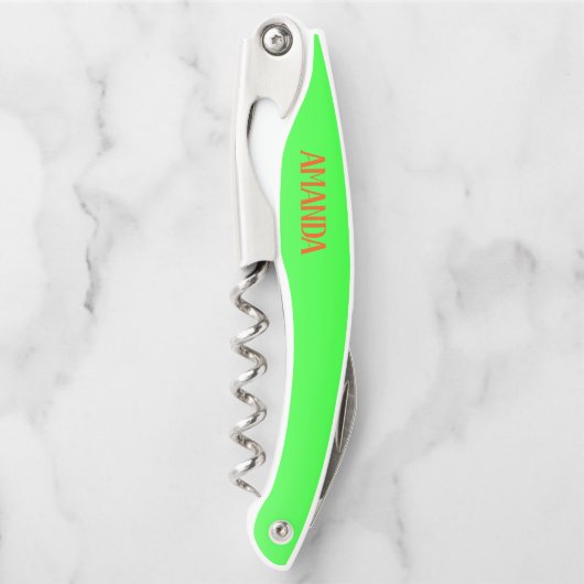 Einfach & modern Lime Green & Orange - Personalisi Kellnermesser (Vorderseite)