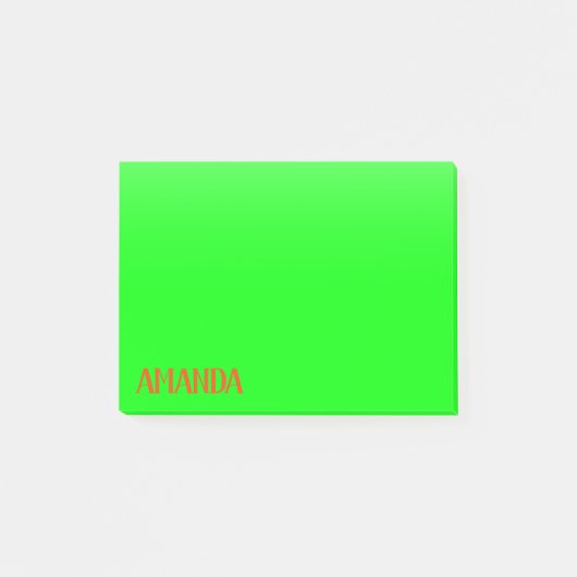 Einfach & modern Lime Green & Orange - Personalisi Post-it Klebezettel (Vorderseite)