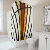 Einfach, modern, Linien, Gold, Rot, Creme Duschvorhang (Beispiel)