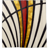 Einfach, modern, Linien, Gold, Rot, Creme Duschvorhang (Vorderseite)