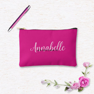 Einfach Modern Magenta Rosa Hochzeit individuell Zubehörtasche
