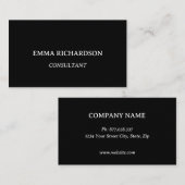 Einfach Modern Minimal Professionell Schwarz Visitenkarte (Vorne/Hinten)