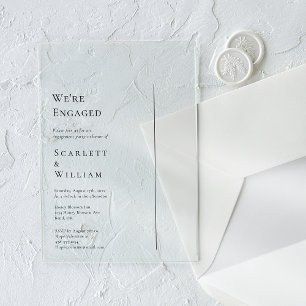Einfach Modern Minimal Wir sind verlobt Acryleinladungen