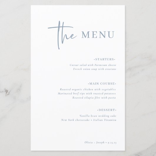 Einfach modern Minimalistisch | Dusty Blue Wedding (Vorderseite)