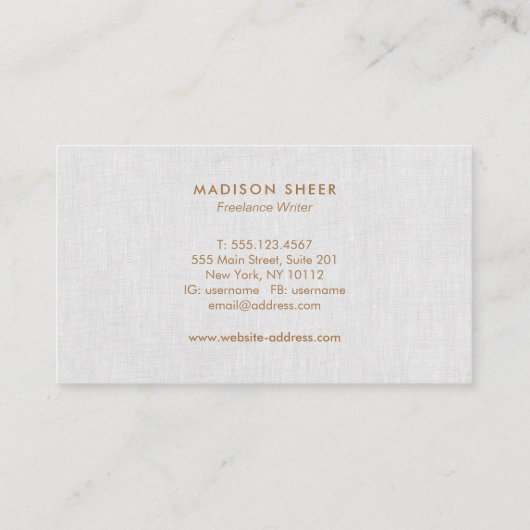 Einfach modern minimalistisch, elegant Beruflich Visitenkarte (Rückseite)