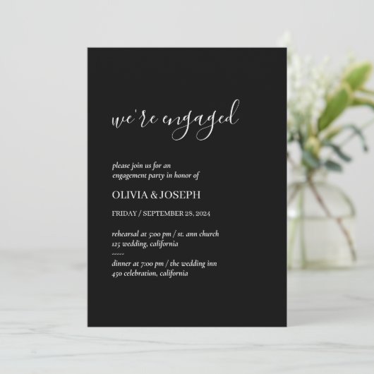 Einfach modern Minimalistisch | Engagement Einladung (Stehend Vorderseite)