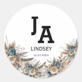 Einfach Modern Minimalistisch Hochzeit Klassisch R Runder Aufkleber