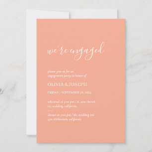 Einfach modern Minimalistisch   Peach Engagement P Einladung