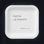 Einfach modern Minimalistisch | Schwarz-Weiß-Hochz Pappteller<br><div class="desc">Diese eleganten,  schwarz-weißen Hochzeit- oder Brautparty-Papier-Teller sind einfach und minimalistisch,  aber sehr stilvoll,  dank der weißen,  modernen handgeschriebenen Skripte und sauber Layout.</div>