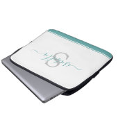 Einfach modern Mit Monogramm Aquamarin Laptopschutzhülle (Vorne Knopf)