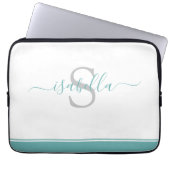 Einfach modern Mit Monogramm Aquamarin Laptopschutzhülle (Vorderseite)