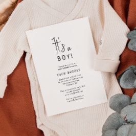 Einfach modern neutral ist es ein Junge! Babyparty Einladung