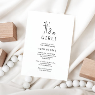 Einfach modern neutral ist es ein Mädchen! Babypar Einladung