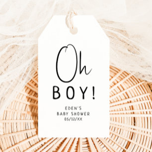 Einfach modern neutral Oh Junge! Babyparty Geschenkanhänger