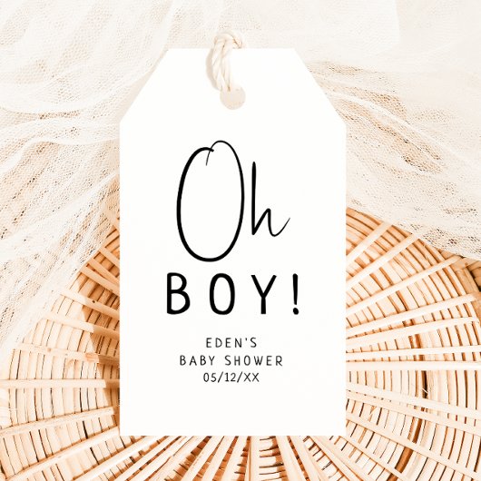 Einfach modern neutral Oh Junge! Babyparty Geschenkanhänger