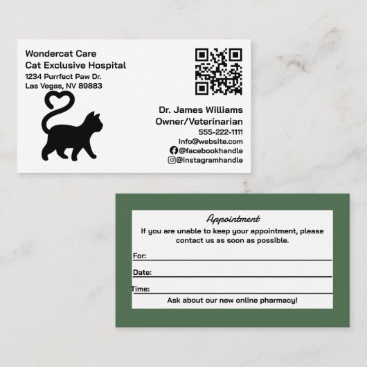 Einfach , modern , QR Code Veterinary Hospital Visitenkarte (Vorne/Hinten)