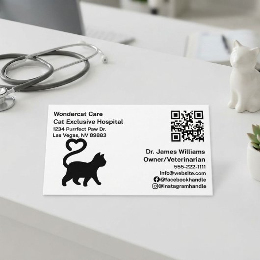 Einfach , modern , QR Code Veterinary Hospital Visitenkarte