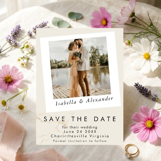 Einfach Modern Romantisch Foto Wildblume Botanisch Save The Date