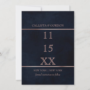 Einfach Modern Roségold Marineblau Wasserfarbe Save The Date