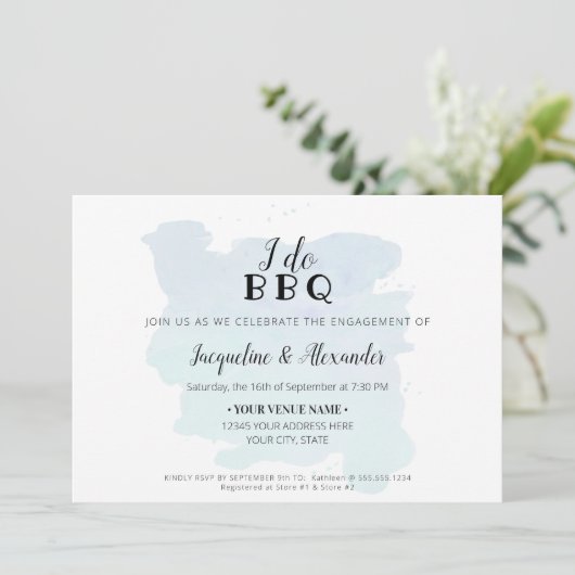 Einfach modern Rustikal I do GRILLEN Script Dusty Einladung (Stehend Vorderseite)