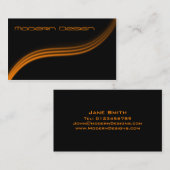 Einfach, modern schwarz, orange Swoosh - Visitenka Visitenkarte (Vorne/Hinten)