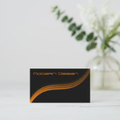 Einfach, modern schwarz, orange Swoosh - Visitenka Visitenkarte (Stehend Vorderseite)