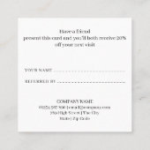 Einfach, modern, schwarz und weiß empfehlungskarte (Rückseite)