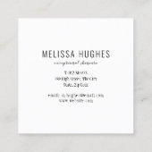 Einfach, modern, schwarz und weiß quadratische visitenkarte (Rückseite)