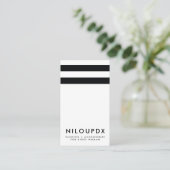 Einfach modern Schwarz-weiß gestreift Visitenkarte (Stehend Vorderseite)