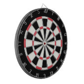 Einfach Modern Schwarz Weiß Rot Dartscheibe (Vorderseite Links)