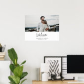 Einfach Modern Schwarze Schrift Foto Hochzeitsbegr Poster (Heimbüro)