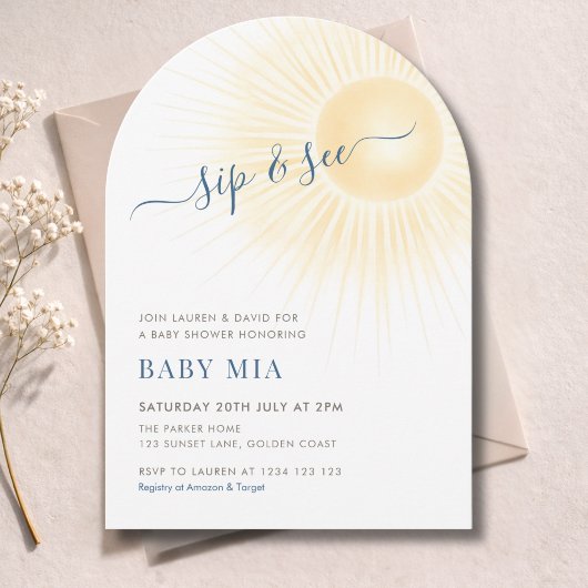 Einfach Modern Sunshine Sip & See Neutral Einladung