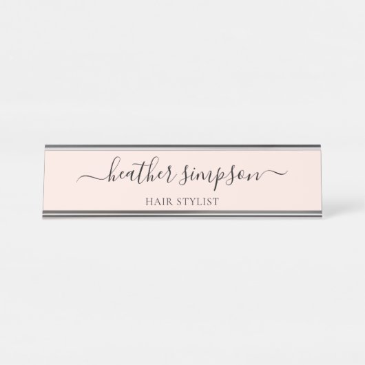 Einfach, modern und handschriftlich, rosa schreibtischnamensplakette (Vorderseite )