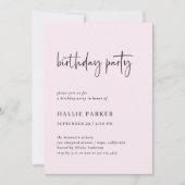 Einfach modern und minimal | Blush Birthday Party Einladung (Vorderseite)
