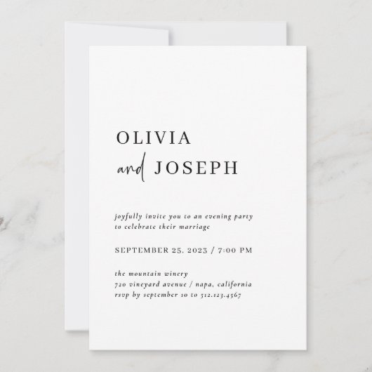 Einfach modern und Minimalistisch | ABEND PARTY Einladung (Vorderseite)